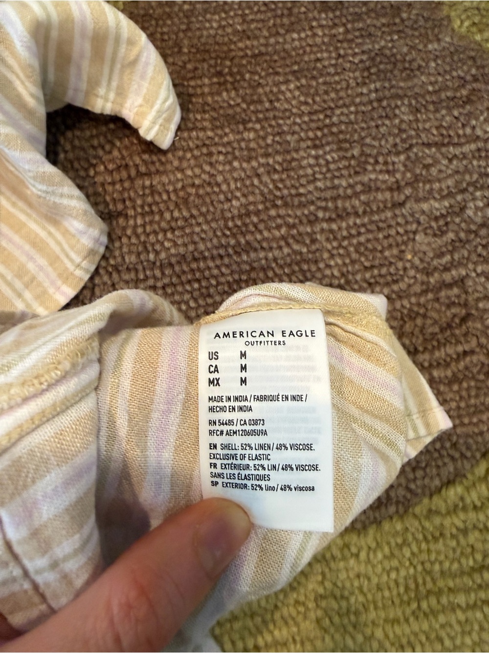 NWT American Eagle Corset Style Linen Midi Dress with Slit Beige Stripes Medium - Picture 7 of 7